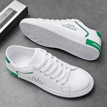 Зеленые белые туфли для мальчиков, бренд Tide, весенние новые кожаные туфли для скейтбординга, модная мягкая подошва, повседневная спортивная обувь 39