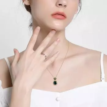 Зеленые бусины жемчужные капли воды цветок кулон ожерелье для женщин S925 серебряное ожерелье с драгоценными камнями подарок на годовщину для девочек