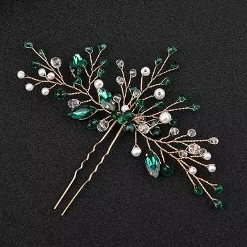 Зеленые гребни для волос для женщин, аксессуары для волос, свадебные головные уборы, заколки для волос