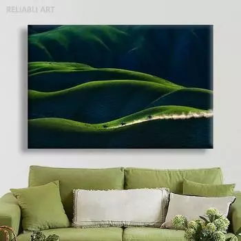 Зеленые холмы Холст Картина Верховая езда Greenway Горный пейзаж Картина Плакаты и принты для гостиной Домашний декор Quadro 20cm40cm NoFrame