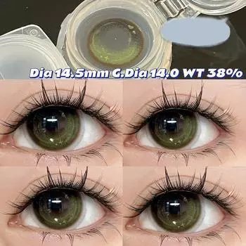 Контактные линзы MillCreek 14,5 мм зеленые для миопии, 2 шт. в паре, естественные и удобные цветные контактные линзы, срок использования один год 0 зелёный