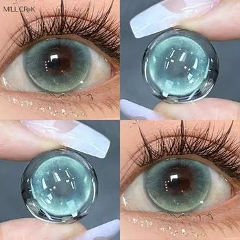 Зеленые контактные линзы Mill Creek, 14,5 мм, стеклянные бусины с чеканкой кошачьего глаза, 1 год, косплей, косметические контактные линзы для глаз на Хэллоуин 0 зелёный