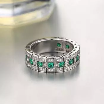 Зеленые кубические женские кольца, модные роскошные обручальные кольца, подарок на день рождения для мамы, ювелирные изделия 2025 6