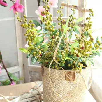 Зеленые листья искусственные ягоды ветка растения букет вечерние домашний свадебный декор