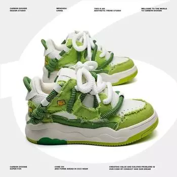 Зеленые модные мужские туфли, модные универсальные дышащие нескользящие спортивные туфли, корейские повседневные туфли на толстой подошве на плоской подошве 39 зелёный