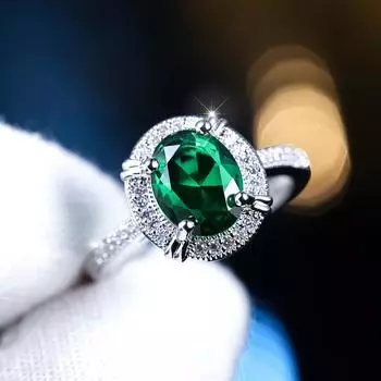 Зеленые овальные кольца с фианитом для женщин, модное серебряное обручальное кольцо, женские свадебные украшения, подарок 6 зелёный