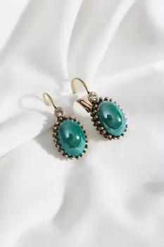 Зеленые овальные серьги