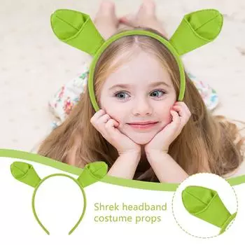 Зеленые плюшевые повязки на голову в виде ушек и рогов животных для косплея One Size зелёный