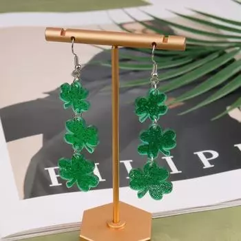 Зеленые серьги ко Дню Святого Патрика Shamrock St. Аксессуары ко Дню Святого Патрика для женщин