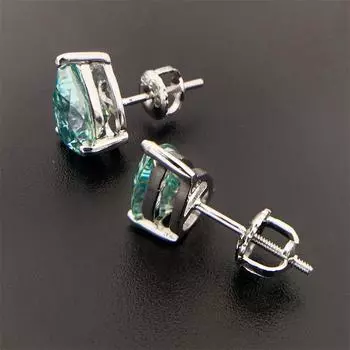 Зеленые серьги с муассанитом для женщин, стерлинговое серебро 925 пробы с покрытием из белого золота, обручальные женские серьги, роскошные ювелирные изделия 1ct 5x7mm