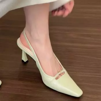 Зеленые высокие каблуки французские босоножки с бантом Туфли-феи Темпераментные светские туфли с острым носком 35 чёрный