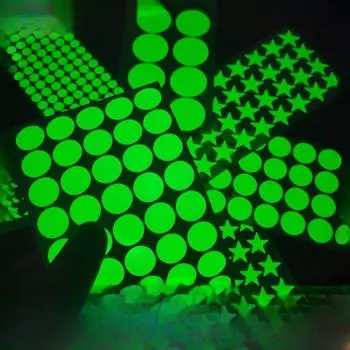 Зеленые звездные светящиеся наклейки для детской спальни, флуоресцентные наклейки для украшения дома, самоклеящиеся наклейки в виде точек