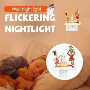 Зеленый эльф костер мерцающий свет рождественский светодиодный искусственный костер зеленый волос эльф щенок девочка ночник домашний спальня прикроватное украшение орнамент UK E