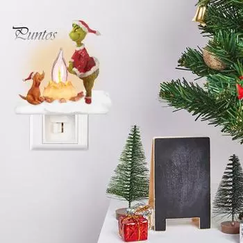 Зеленый эльф костер мерцающий свет рождественский светодиодный искусственный костер зеленый волос эльф щенок девочка ночник домашний спальня прикроватное украшение орнамент EU E