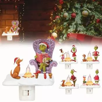 Зеленый эльф костер мерцающий свет рождественский светодиодный искусственный костер зеленый волос эльф щенок девочка ночник домашний спальня прикроватное украшение орнамент UK D