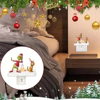 Зеленый эльф костер мерцающий свет рождественский зеленоволосый эльф щенок светодиодный ночник пламя домашний офис спальня внутреннее украшение орнамент A