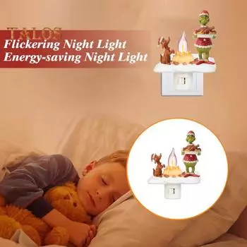 Зеленый эльф костер мерцающий свет рождественский зеленоволосый эльф щенок светодиодный ночник пламя домашний офис спальня внутреннее украшение орнамент A