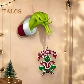 Зеленый эльф, украшение для руки, рождественское украшение для руки, смоляная зеленая ручная накладная или настенная подставка для ключей для подвешивания рождественских шаров A