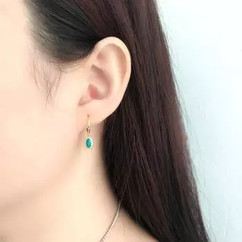 Зеленый эмалевый клей S925 Серьги с пряжкой для ушей из стерлингового серебра Модные аксессуары белого золота