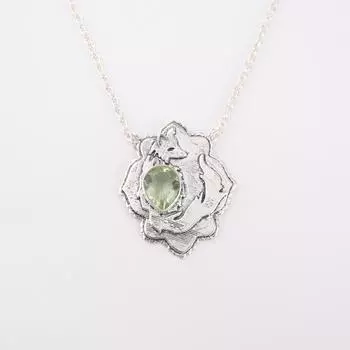 Зеленый Аметист Драгоценный Камень 925 Стерлинговое Серебро Ювелирный Подвеска 1.29 Подарок Для Нее CP-32-10