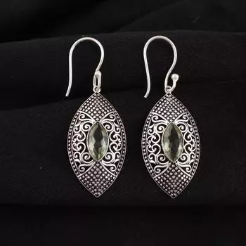 Зеленый Аметист Драгоценный Камень 925 Стерлинговое Серебро Ювелирные Изделия Подвески/Серьги-Подвески 2.15 CE-20-6