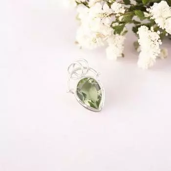 Зеленый Аметист Драгоценный Камень 925 Стерлинговое Серебро Ручная Работа Подарок Ювелирное Изделие Подвеска 1.01 PP-56-10