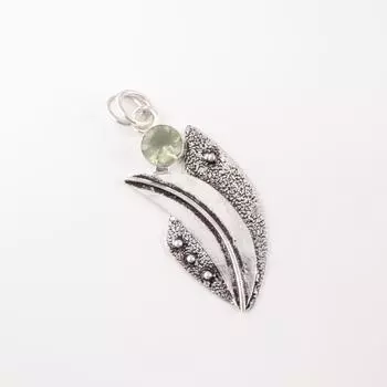 Зеленый Аметист Драгоценный Камень 925 Стерлинговое Серебро Ювелирные Изделия Ручной Работы Дизайнерская Подвеска PP-36-11