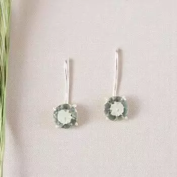 Зеленый Аметист Драгоценный Камень 925 Стерлинговое Серебро Ювелирные Изделия Ручной Работы Серьги-Крючки 0.92 EE-174-14