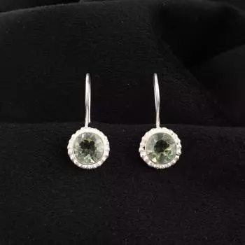 Зеленый Аметист Драгоценный Камень 925 Стерлинговое Серебро Ювелирные Изделия Ручной Работы Серьги-Крючки 0.93 EE-177-3