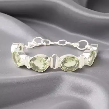 Зеленый Аметист Драгоценный Камень 925 Стерлинговое Серебро Подарочные Украшения Браслет Ручной Работы 8 RB-4-13