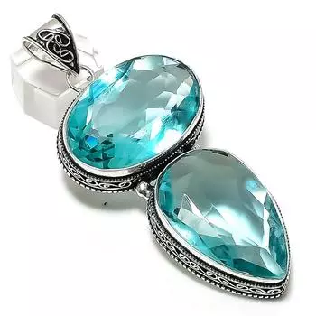 Зеленый аметист драгоценный камень кулон ручной работы из стерлингового серебра 925 пробы 3.35 F2t55