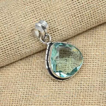 Зеленый аметист драгоценный камень стерлингового серебра 925 ювелирных изделий ручной работы красивый кулон 1.57 Inches зелёный