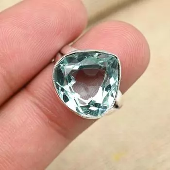 Зеленый аметист драгоценный камень стерлингового серебра 925 пробы дизайнер ручной работы красивое кольцо для нее 4 зелёный