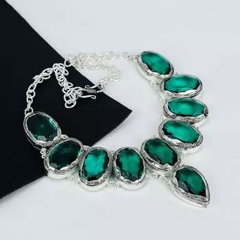 Зеленый апатит драгоценный камень ручной работы серебро 925 пробы гальванопластика ожерелье, зеленый апатит серебро для жены унисекс ожерелье, подарки на день рождения 20 зелёный