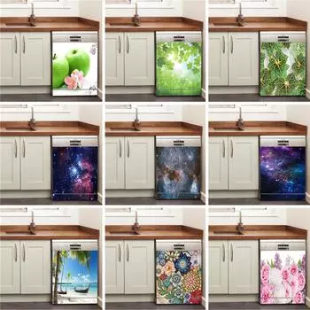 Зеленый Apple DIY чехол для посудомоечной машины кухонные аксессуары звездное небо Декор стены комнаты наклейки обои росписи 3D стикер для посудомоечной машины 45X82cm 18X32inch
