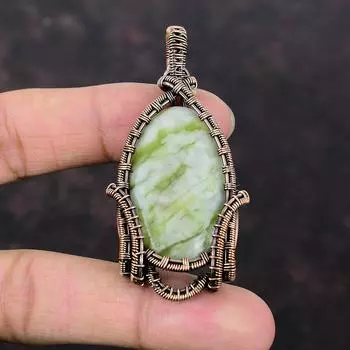 Зеленый арагонит кулон медная проволока обернутый кулон зеленый арагонит ювелирные изделия натуральный драгоценный камень кулон медные украшения ручной работы подарок для матери