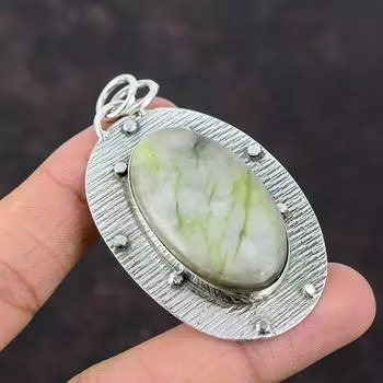 Зеленый арагонитовый кулон ручной работы в стиле бохо, ювелирные изделия из стерлингового серебра 925 пробы, дизайнерский драгоценный камень, ювелирный подарок для матери, кулон с камнем по случаю рождения