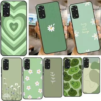 Зеленый эстетический чехол для телефона для Xiaomi Redmi Note 11 10 9 Pro Note 10S 9S 8T 9A 9T 9C 8 7, мягкая задняя крышка Redmi 8