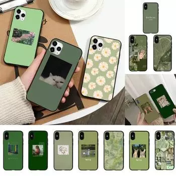 Зеленый эстетический чехол для телефона iPhone 13 11 8 7 6 6S Plus 7 8 plus X XS MAX 5S XR 12 Pro max se 2020 Funda Cover iphone 6 6s