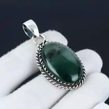 Зеленый авантюрин, драгоценный камень, кулон ручной работы из стерлингового серебра 925 пробы, натуральный зеленый авантюрин, праздничный подарок для нее, ювелирные изделия для особых случаев 1.97 зелёный