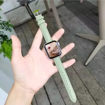 Зеленый авокадо, небольшой кожаный ремешок на талию для Apple Watch Series 7 1 2 3 4 5 6 se, модный ремешок из натуральной кожи для iwatch series 6, ремешок для часов
