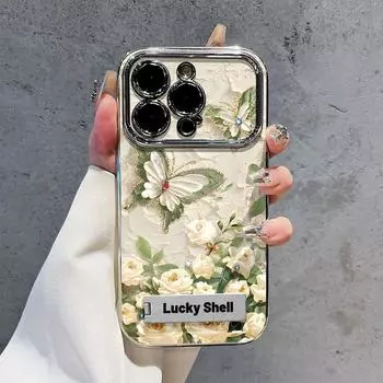 Зеленый Бабочка Apple 16 Чехол для телефона iPhone 15pro 14 12 11promax Защита от падений XR 13pro Apple 16 (6.1 inch)