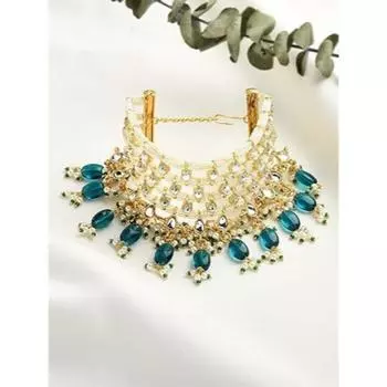 Зеленый бисер традиционный кундан и жемчужный браслет для женщин