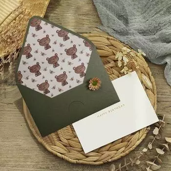 Зеленый бизнес-конверт авокадо, стандартный конверт с самоклеющейся печатью, специальный бумажный материал, конверт с декоративной масляной живописью 5