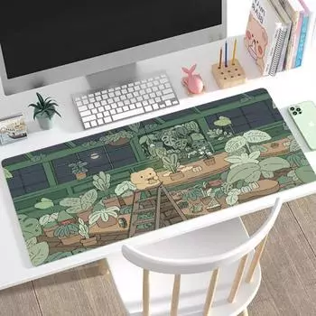 Зеленый большой коврик для мыши, милый коврик для стола с животными, аксессуары для домашнего офиса, настольный коврик Cute Bear