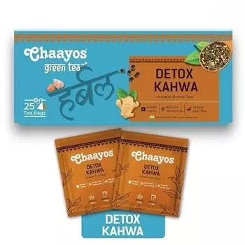 Зеленый чай Chaayos Detox - Desi Kahwa (25 чайных пакетиков), Зеленый чай в пакетиках, Desi Kahwa Green Tea, Зеленый чай для пищеварения - 150 г