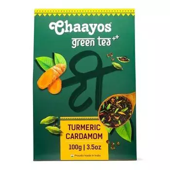 Зеленый чай Chaayos с куркумой и кардамоном | Чай с куркумой и кардамоном | Листовой рассыпной чай | Повышение иммунитета - 100 г [50 чашек]