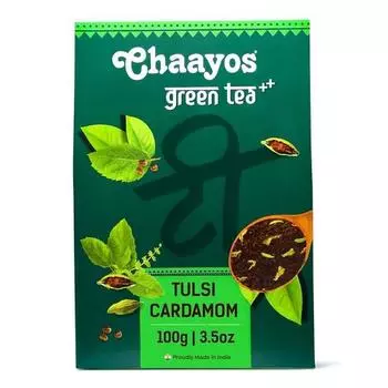 Зеленый чай Chaayos Tulsi Cardamom | Чай Tulsi Cardamom | Листовой чай | Повышение иммунитета - 100 г [50 чашек] | Зеленый чай с антиоксидантами | Зеленый чай