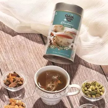 Зеленый чай Gaia | Кашмирский кахва Натуральный антистресс | Улучшает пищеварение | Укрепляет иммунитет | Улучшает здоровье кожи | Увеличивает энергию 100 г, упаковка из 2 шт.