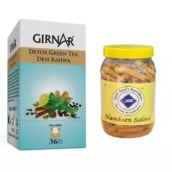 Зеленый чай Girnar Detox (36 чайных пакетиков) + Jyoti Ben s Namkeen Saloni 250г